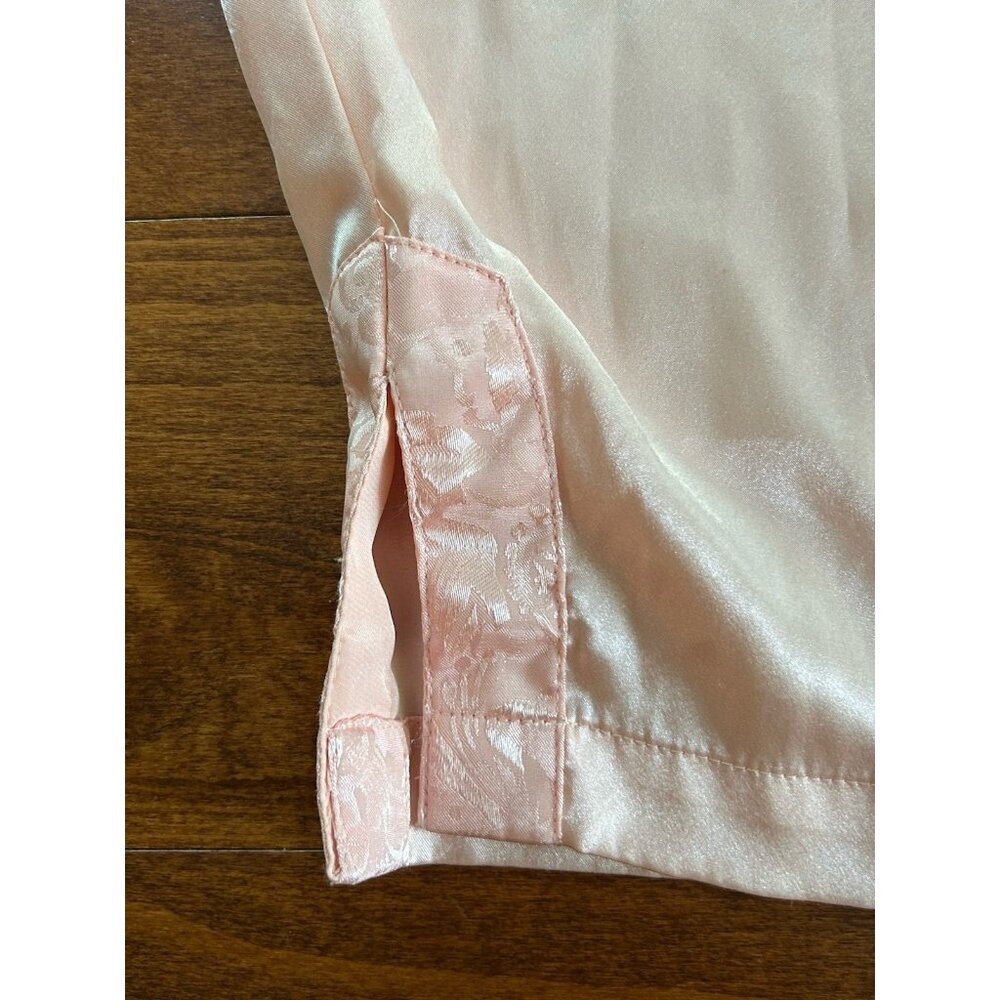 Victoria's Secret Satin Pajama Set M Pink‎ Peach Gold Label Floral Lace DEFECT - Picture 11 of 13